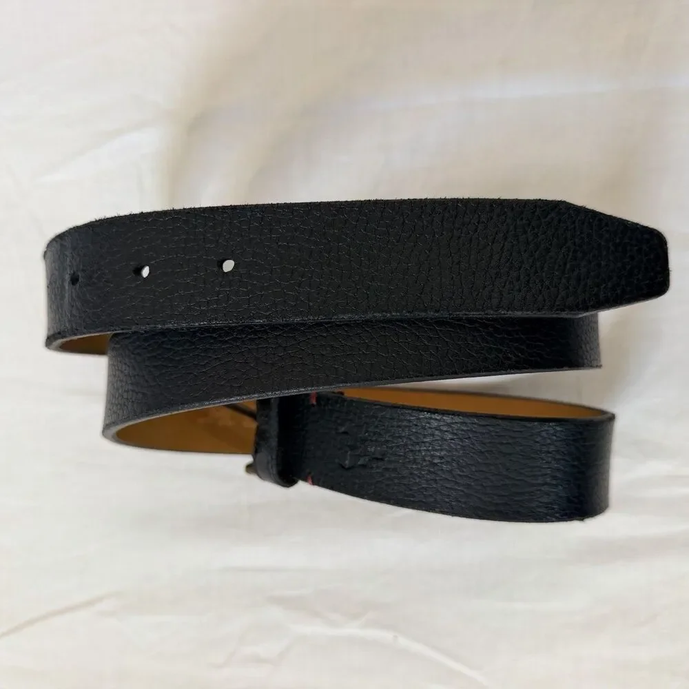 TRASK Black Pebbled Leather Belt Mens Size 38 Made in USA Casual Distressed Soft